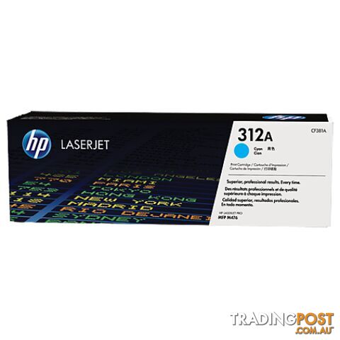 Hewlett-Packard CF381A Cyan Toner (312A) - Hewlet Packard - HP CF381A CYAN -...