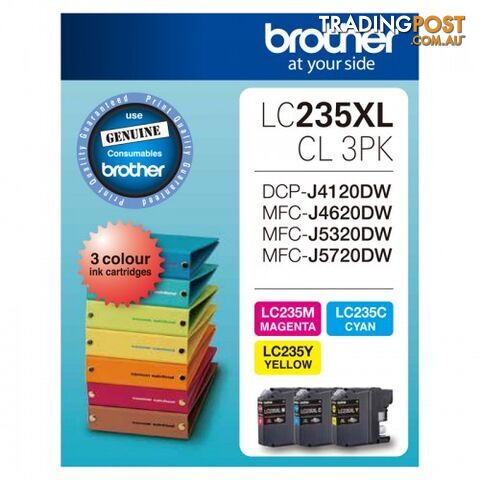 Brother LC-235XL 3 PK  High Yield Colour ink set for DCP-J4120DW MFC-J4620DW MFC-J5320DW MFC-J5720DW - Brother - LC235XL 3PK - 0.00kg