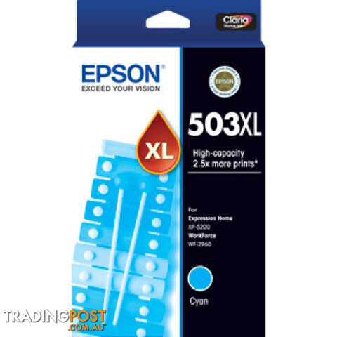 Epson C13T09R292 High Yield CYAN INK CARTRIDGE 503XL for WF2960 XP5200 - Epson -...