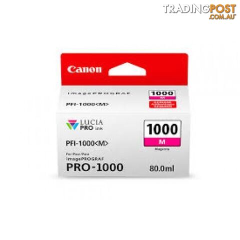 Canon PFI-1000 Pigment Ink for PRO-1000 Photo Magenta - Canon - PFI-1000 Photo Magenta - 0.00kg