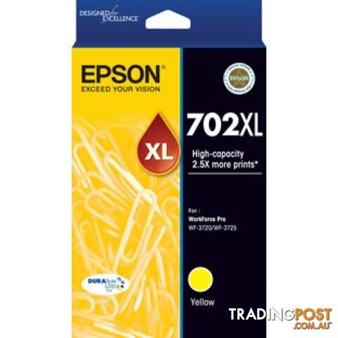 Epson C13T345492 702XL YELLOW High Yield Ink for WorkForce WF-3720 WF-3725...