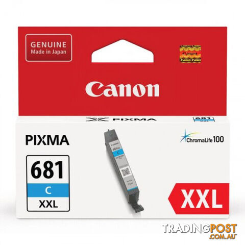Canon CLI-681XXL Super High Yield CYAN INK CARTRIDGE for TS-9565 TS-9160 - Canon - CLI-681XXL Cyan - 0.00kg
