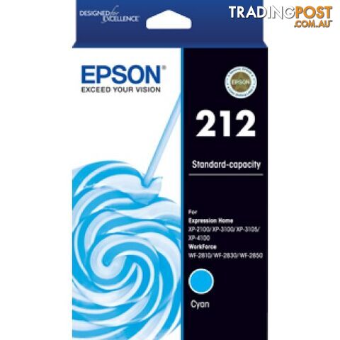 EPSON C13T02R292 STD 212 Cyan for WF2810  WF2830 WF2850 XP2100 XP3100 - Epson - Epson 212 Cyan - 0.00kg