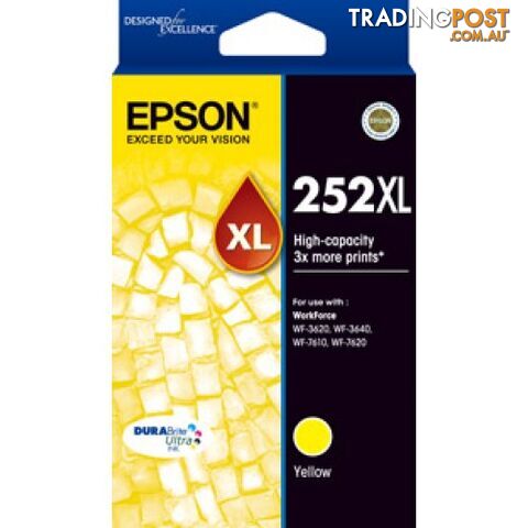 Epson C13T253492 HIGH YIELD YELLOW Ink Cartridge 252XL for WF3620 WF3640 WF7610 WF7710 WF7725 - Epson - Epson 252XL YELLOW - 0.00kg