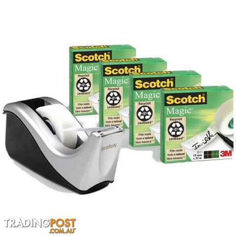 SCOTCH Magic Tape Dispenser with 4 invisible tapes - Dynamic Supplies - SCOTCH C60-ST4 Dispenser - 0.00kg