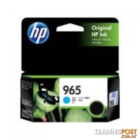 Hewlett Packard #965 Cyan Ink High Yield Cartridge for officejet PRO AiO - Hewlet Packard - HP 965 Cyan - 0.00kg