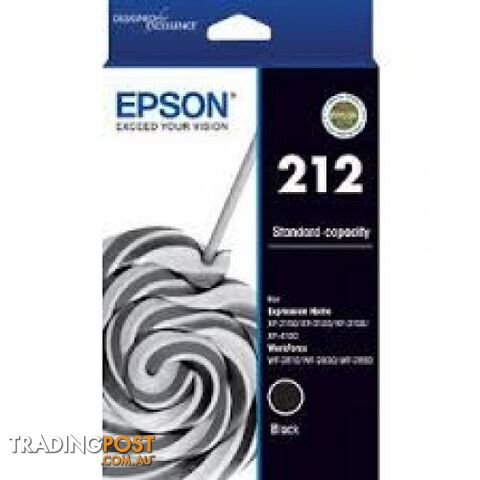 EPSON C13T02R192 STD 212 Black for WF2810  WF2830 WF2850 XP2100 XP3100 XP4100 - Epson - Epson 212 Black - 0.00kg