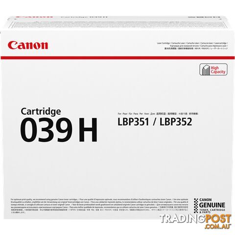 Canon Cartridge 039II High Capacity BLACK Toner Cartridge for LBP351 LBP352 - Canon - Cartridge 039H - 0.12kg