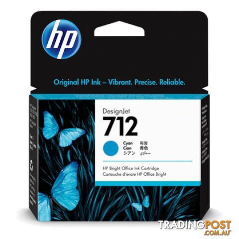 Hewlett Packard HP-712 Cyan Ink cartridge for t230 t250 t650 - Hewlet Packard -...