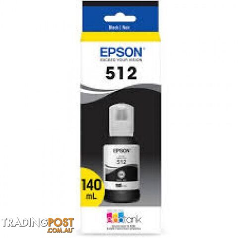 Epson C13T00G192 BLACK INK BOTTLE T512 for EcoTank ET-7700 ET-7750 - Epson - Epson 512 Black Ink - 0.20kg