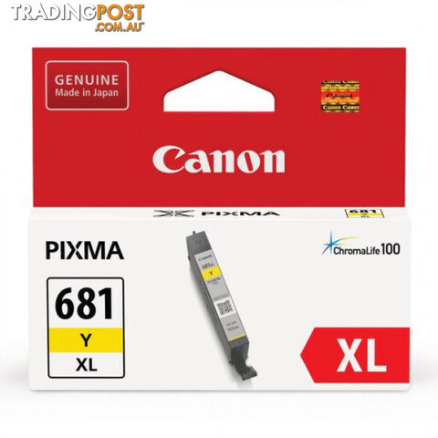 Canon CLI-681XL High Yield YELLOW INK CARTRIDGEfor TS9565 TS6160 TR8560 - Canon - CLI-681XL Yellow - 0.00kg