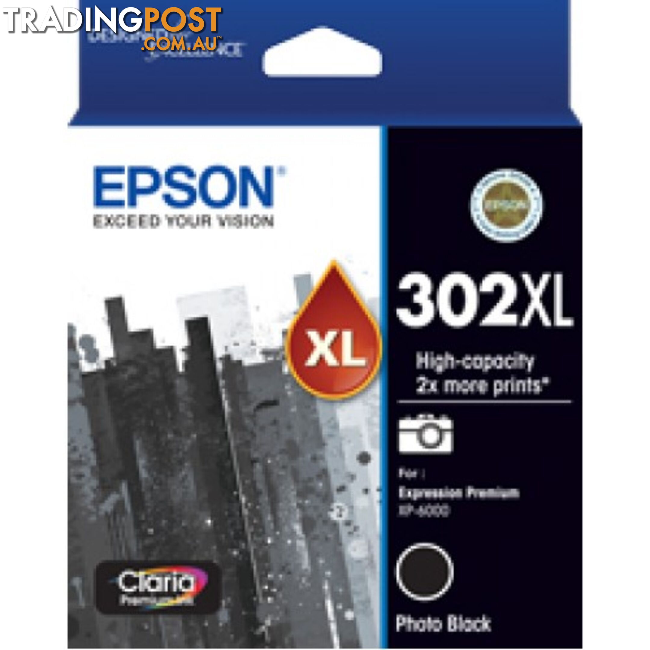 Epson 302XL C13T01X192 Black Ink High Capacity for Expression Photo XP6000 XP6100 - Epson - Epson 302XL BLACK - 0.20kg