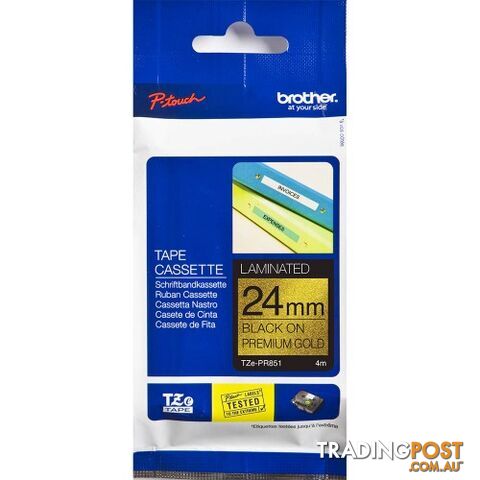 Brother TZe-PR254 24mm Black-on-Glitter Gold Laminated Tape - Brother - TZe-PR254 - 0.05kg