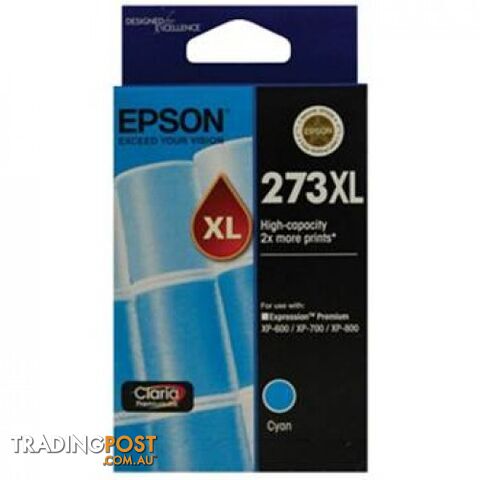 Epson 273xl Claria C13T275292 High Capacity Premium Cyan Ink for XP-510 XP-520 XP-820 - Epson - Epson 273XL CYAN - 0.10kg