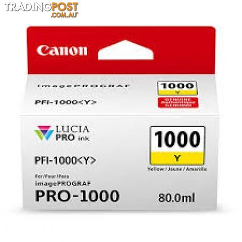 Canon PFI-1000 Pigment Ink for PRO-1000 Yellow - Canon - PFI-1000 Yellow -...