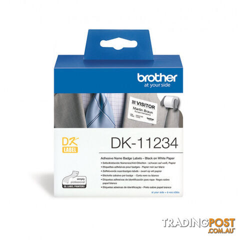 Brother DK-11234 White 60x86mm Name Badge Label - Brother - DK-11234 - 0.46kg