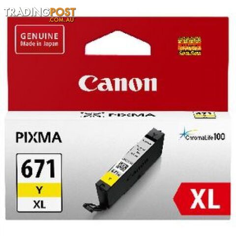 Canon CLI-671XLY Yellow Ink Cartridge High Yield - Canon - CLI-671XL Yellow - 0.00kg