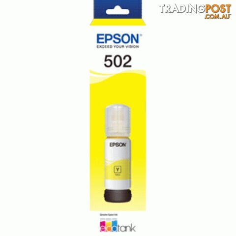 Epson C13T03K492 YELLOW INK BOTTLE for EcoTank T502 Y - Epson - Epson T502 Yellow Ink - 0.20kg