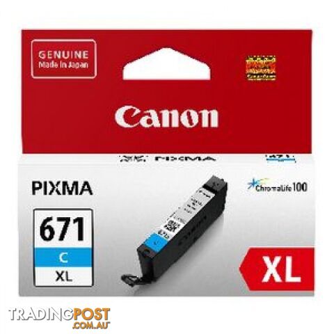 Canon CLI-671XLC Cyan Ink Cartridge High Yield - Canon - CLI-671XL Cyan - 0.00kg