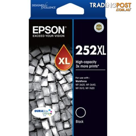 Epson C13T253192 HIGH YIELD BLACK Ink Cartridge 252XL for WF3620 WF3640 WF7610 WF7620 - Epson - Epson 252XL BLACK - 0.00kg