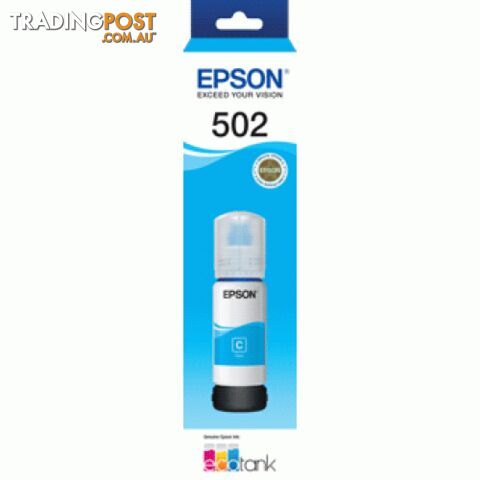 Epson C13T03K292 CYAN INK BOTTLE for EcoTank T502 C - Epson - Epson T502 Cyan Ink - 0.20kg