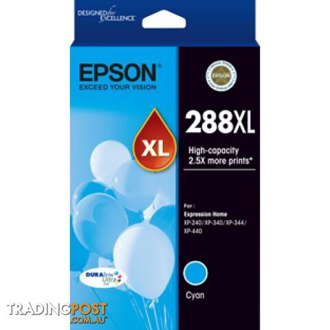 Epson 288XL C13T306292 High Yield CYAN Ink 288 - Epson - Epson 288XL Cyan - 0.00kg