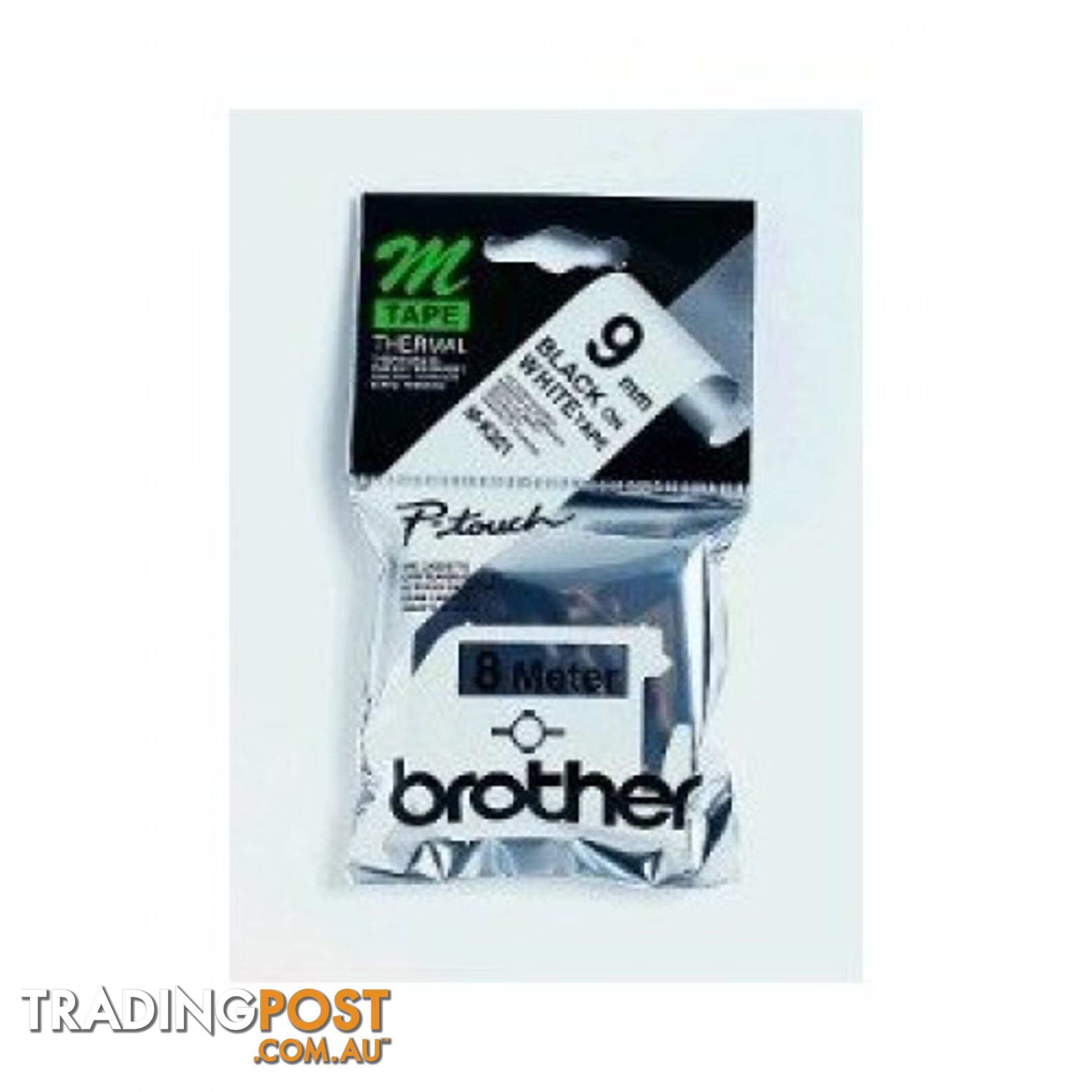 Brother M-921 9mm Metallic Black-on-Silver M Tape - Brother - M-921 - 0.05kg