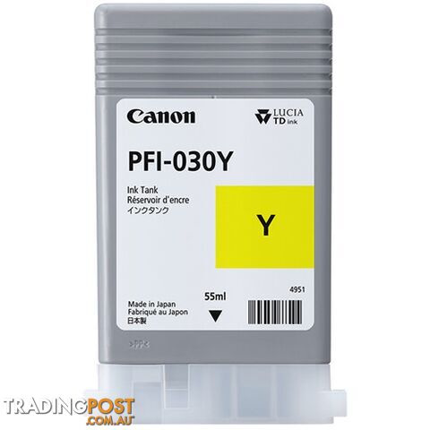 Canon PFI-030 Pigment Ink YELLOW for ProGraf TA20 TA30 wide format printer - Canon - PFI-030 Yellow - 0.00kg