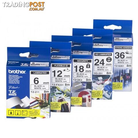 Brother TZE-253 24mm Blue-on-White Tape - Brother - TZe-253 - 0.05kg