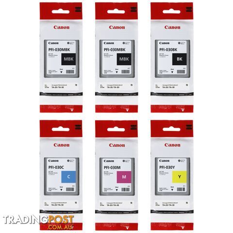 Canon PFI-030 5 pack Pigment Ink value pack for ProGraf TA20 TA30 wide format...