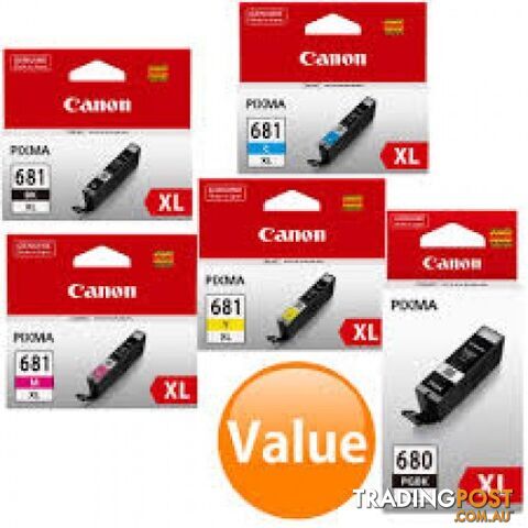 Canon PGI-680XXL BK + CLI-681XL C,M,Y,K Super High Yield INK Set for ts6360 ts9565 - Canon - CLI-681XL PGI-680XXL SET - 0.00kg