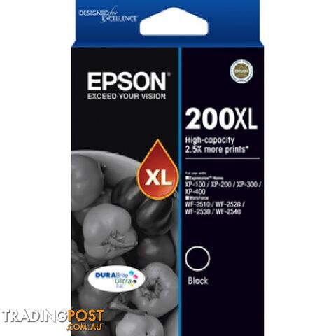 Epson C13T201192 High Capacity Ultra Black Ink 200XL - Epson - Epson 200XL BLACK...