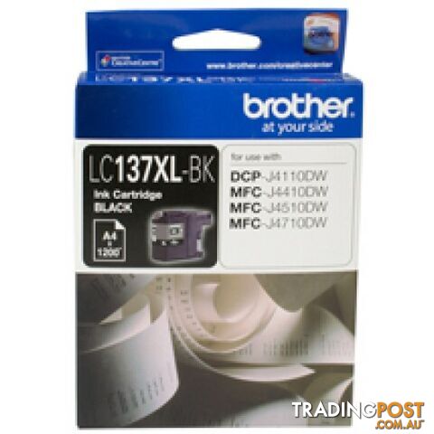 Brother LC137XL-BK High Capacity Black Ink cartridge for MFC-J4510 MFC-J4710DW - Brother - LC137XL-BK - 0.14kg