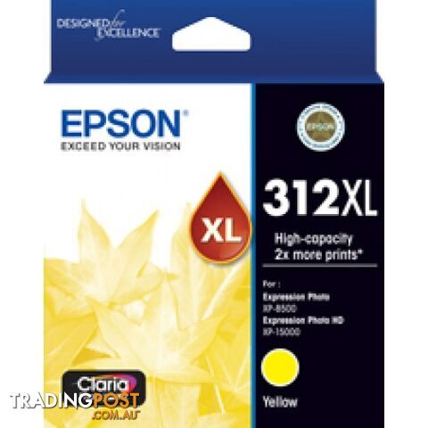 Epson 312XL C13T183492 Yellow Ink High Capacity for Expression Photo XP-15000 XP-8500 - Epson - Epson 312XL YELLOW - 0.20kg