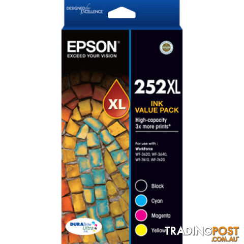 Epson 252XL 4 Pack Ink Cartridge set for WF3620 WF3640 WF7610 WF7620 - Epson - Epson 252XL 4Pk - 0.00kg
