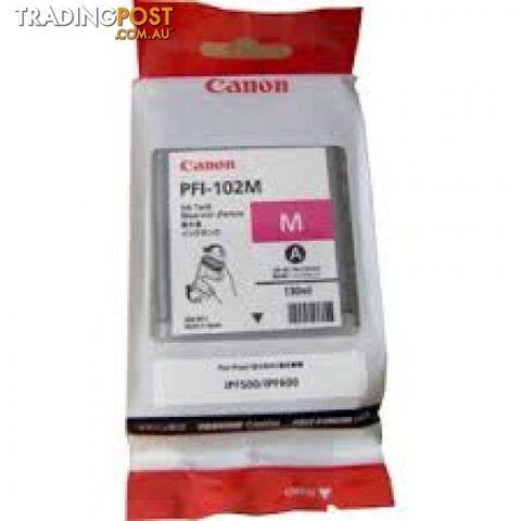 Canon PFI-102M Pigment Ink for IPF-500/510/600/610 series Magenta - Canon -...