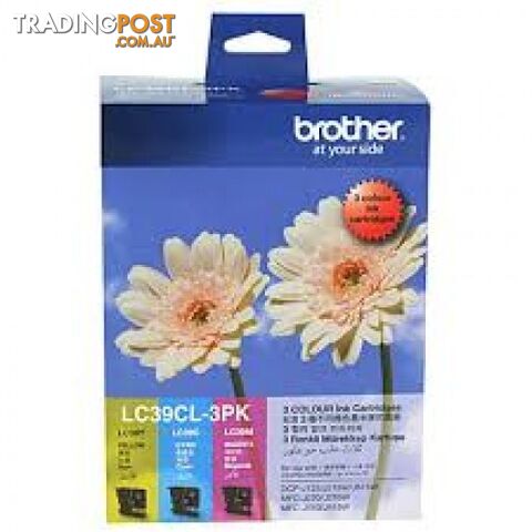 Brother LC39 Value Pack C,M,Y Colour Ink Cartridge Set for MFC-J265W - Brother - LC39VP CMY ink Set - 0.60kg