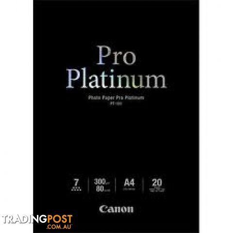 Canon PT101A4-20 Photo Paper Platinum Plus 300GSM 20 sheets - Canon - PT101A4-20 - 0.50kg