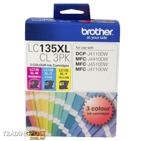 Brother LC135XL Colour Ink 3 Pack for DCP-J4110DW MFC-J4410DW MFC-J4510DW MFC-J4710DW - Brother - LC135XLCL 3PK - 0.14kg