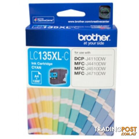 Brother LC135XL-C High Capacity Cyan Ink cartridge for MFC-J4510DW MFC-J6920DW - Brother - LC135XL-Cyan - 0.14kg