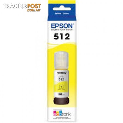 Epson C13T00H492 YELLOW INK BOTTLE T512 for EcoTank ET-7700 ET-7750 - Epson - Epson 512 Yellow - 0.20kg
