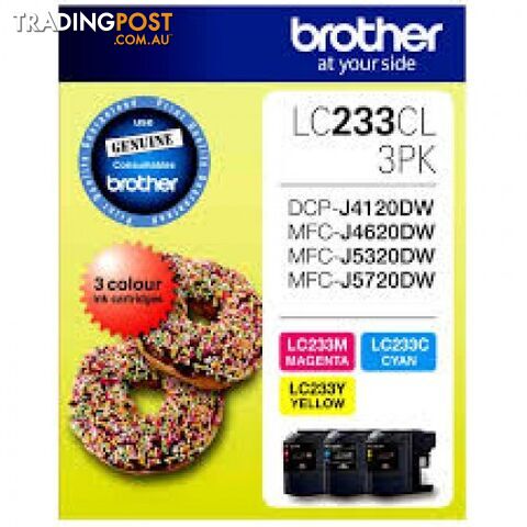 Brother LC233CLVP 3 Colour Ink Set C,M,Y - Brother - LC233 3pack - 0.00kg