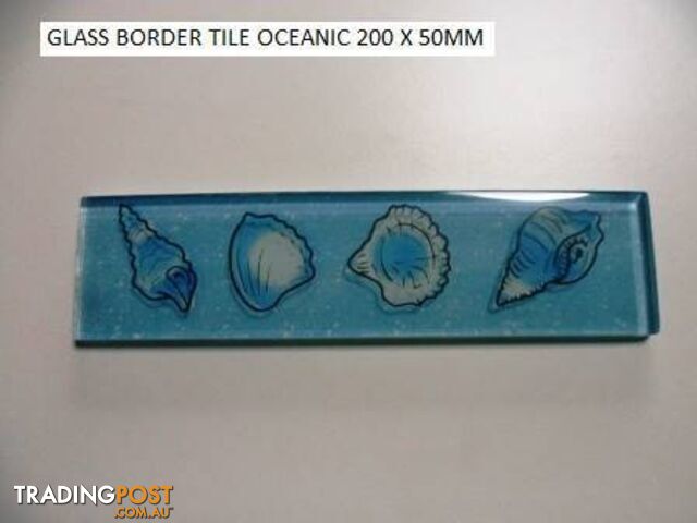 BORDER GLASS TILE OCEANIC 200 X 50 MM