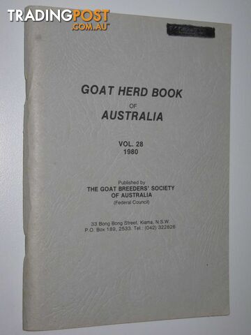 Goat Herd Book of Australia Vol. 28  - Author Not Stated - 1980