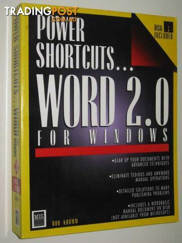 Power Shortcuts. : Word 2.0 for Windows/Book and Disk  - Krumm Rob - 1992