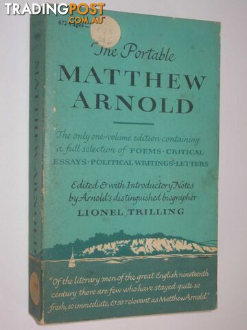The Portable Matthew Arnold  - Trilling Lionel - 1966