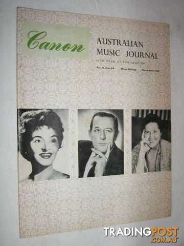 Canon: Australian Music Journal vol 16 numbers 8, 9 (in one edition) : 1963  - Articles by Zdzislaw Sierpinski Oskar Elschek Robert Elkin - 1963