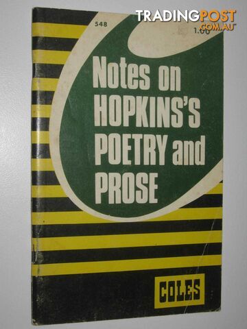 Notes On Hopkins's Poetry And Prose  - Gold K - 1970