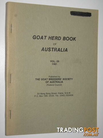 Goat Herd Book of Australia Vol. 29  - Author Not Stated - 1981