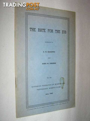 The Rate for the Job  - Magoffin A. M. & Osborne, Doris M. - 1965